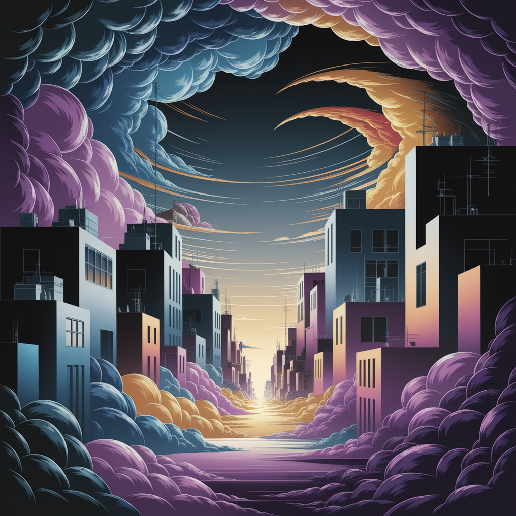 Paisaje Urbano Surrealista y Abstracto de Película