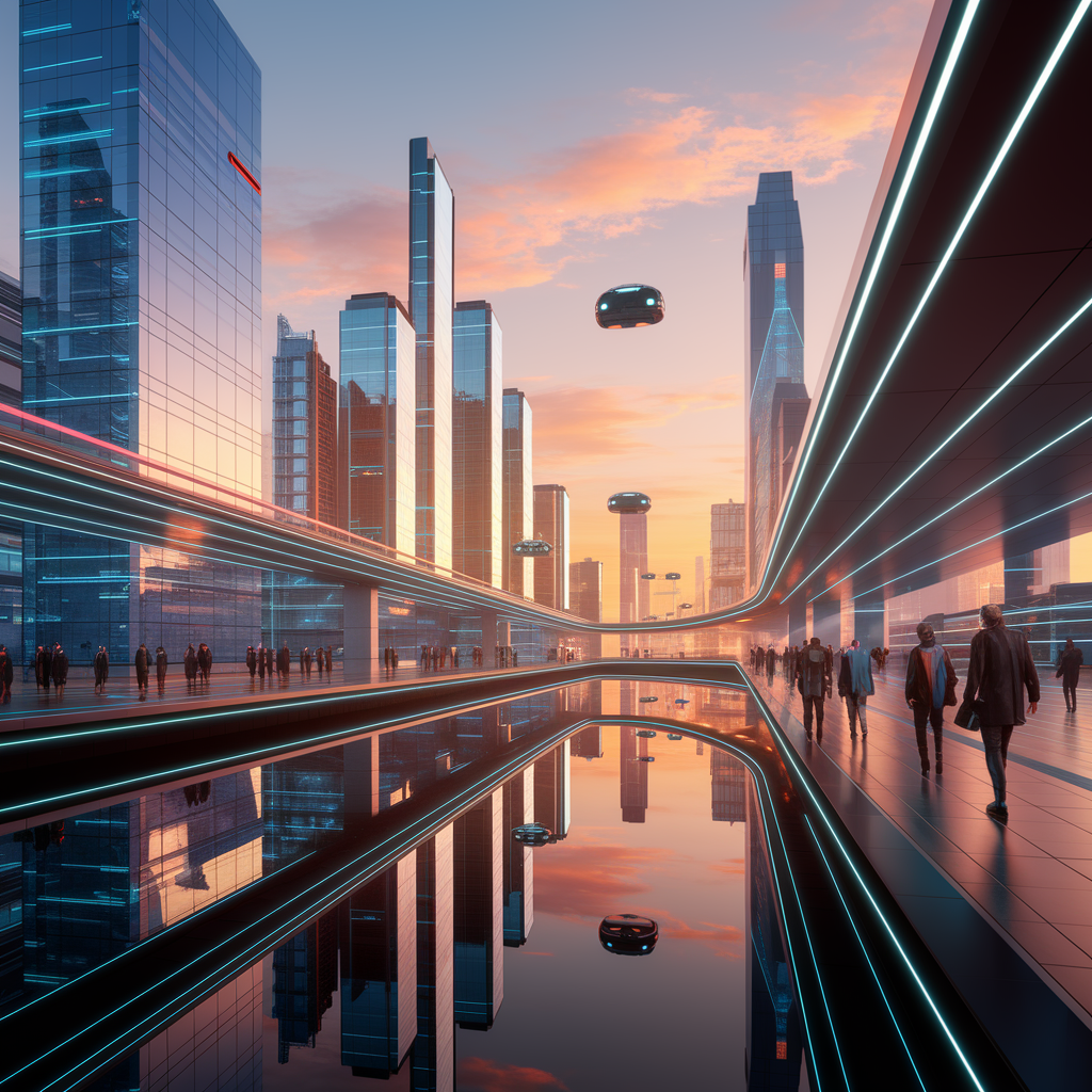Amanecer sobre la ciudad futurista