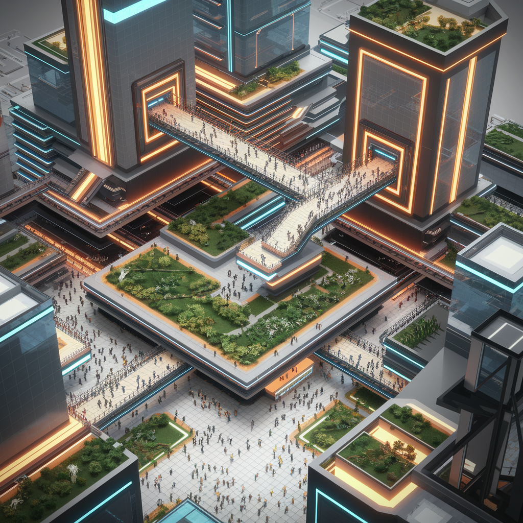 Paisaje Urbano Isométrico Futurista