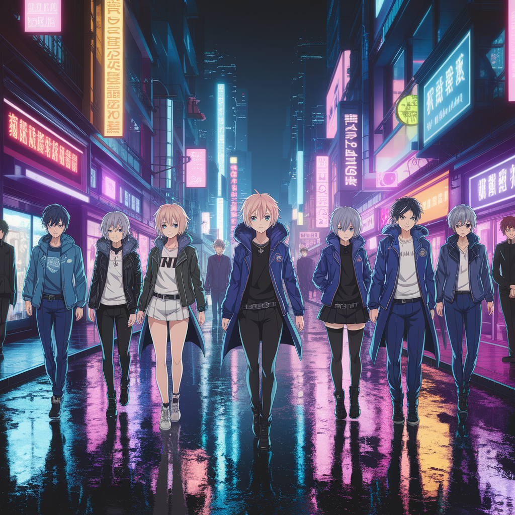 Neon-Nächte: Anime-Stadtlandschaft