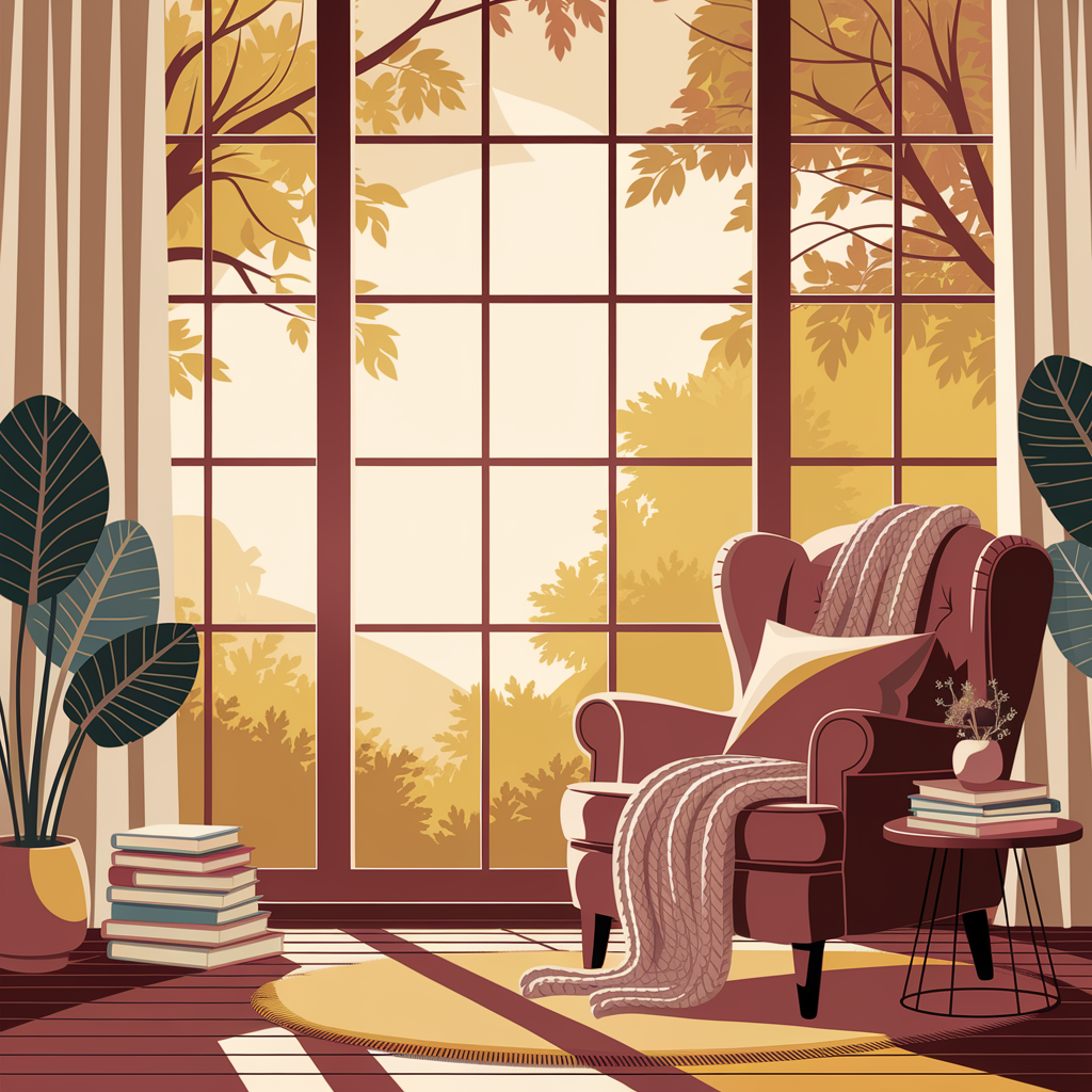 Cozy Reading Nook in Warm Vector Style