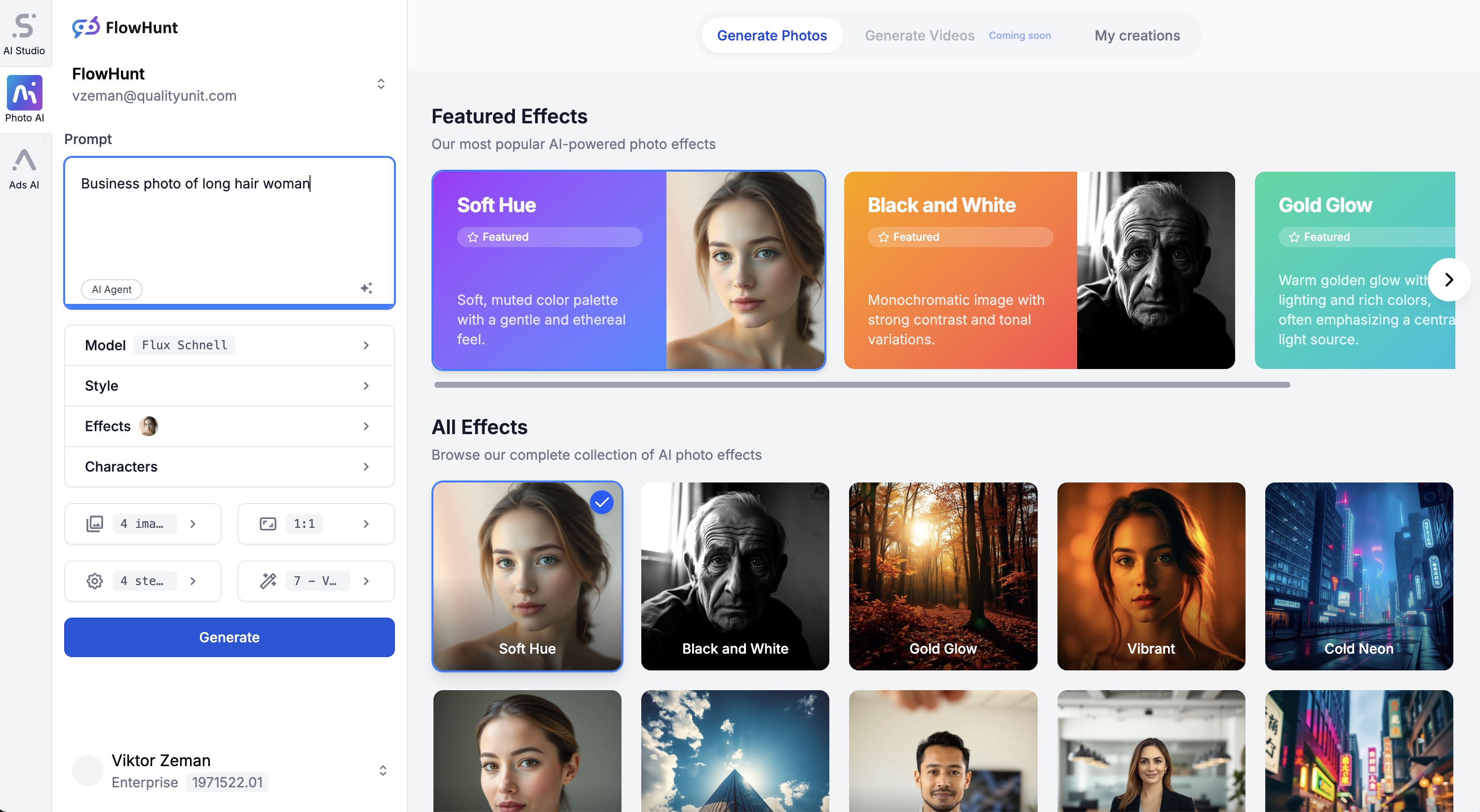 Dashboard view of our application