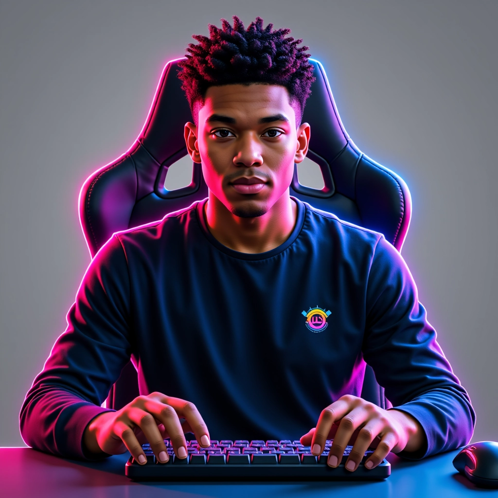 KI-generierter Gamer-Avatar eines jungen schwarzen Mannes