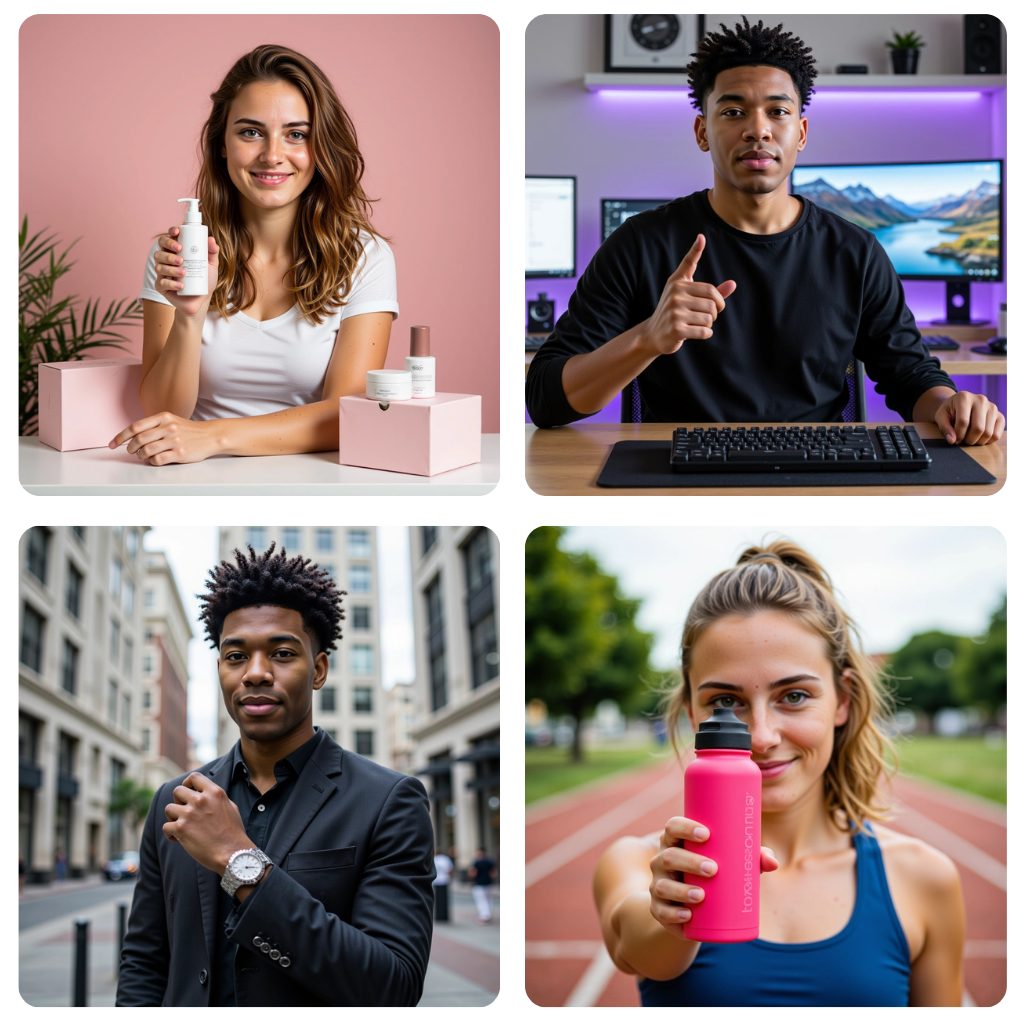 Beispiele für mit Photomatic generierte Influencer-Fotos