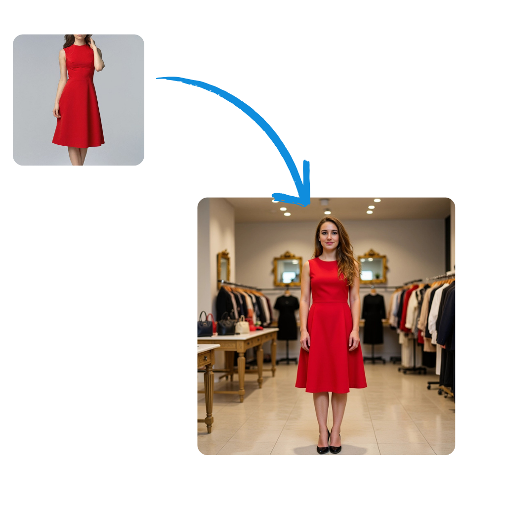 Beispiel für die Erzeugung von Fotos in bestimmten Outfits mit Photomatic