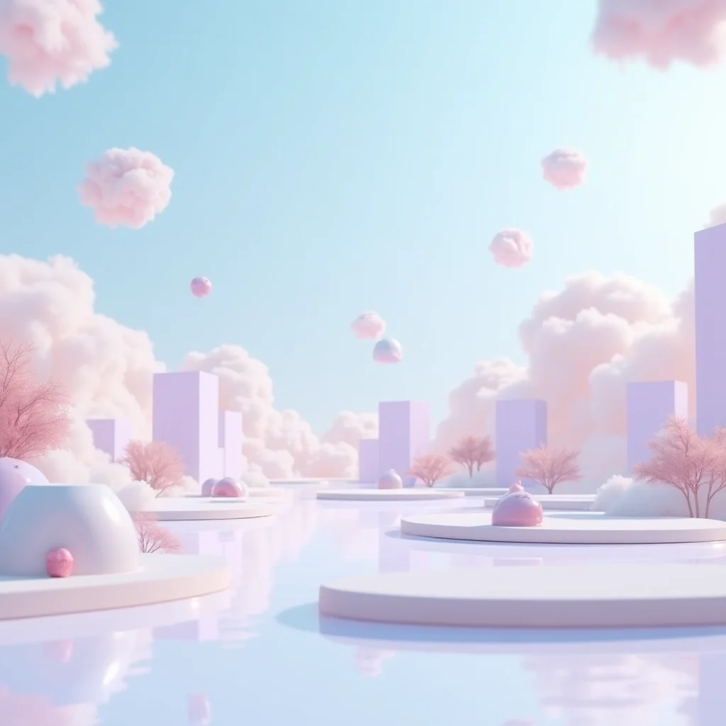 Paisaje surrealista minimalista 3D de ensueño
