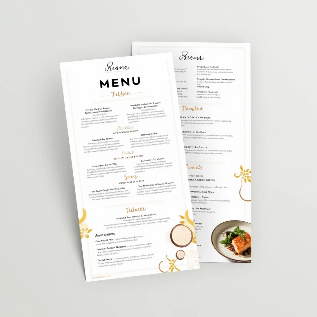 Diseño Moderno de Menú de Restaurante Gourmet