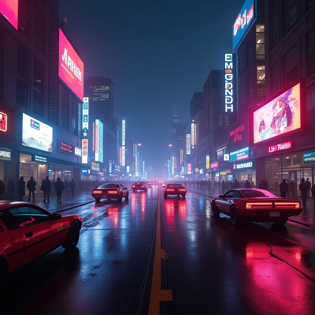 Noches de Neón: Paisaje Urbano Retro-Resplandeciente