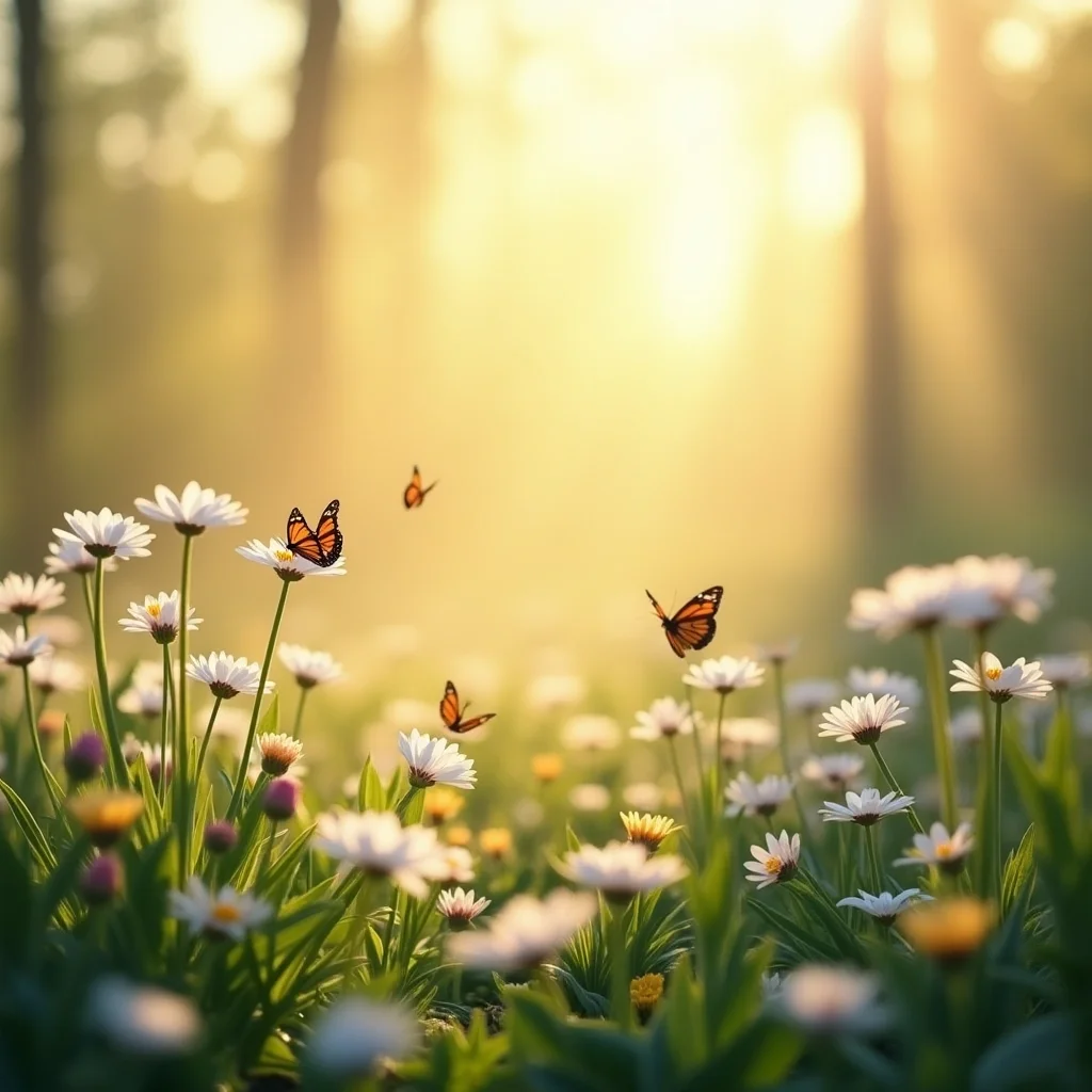 Jardín de ensueño en primavera al amanecer
