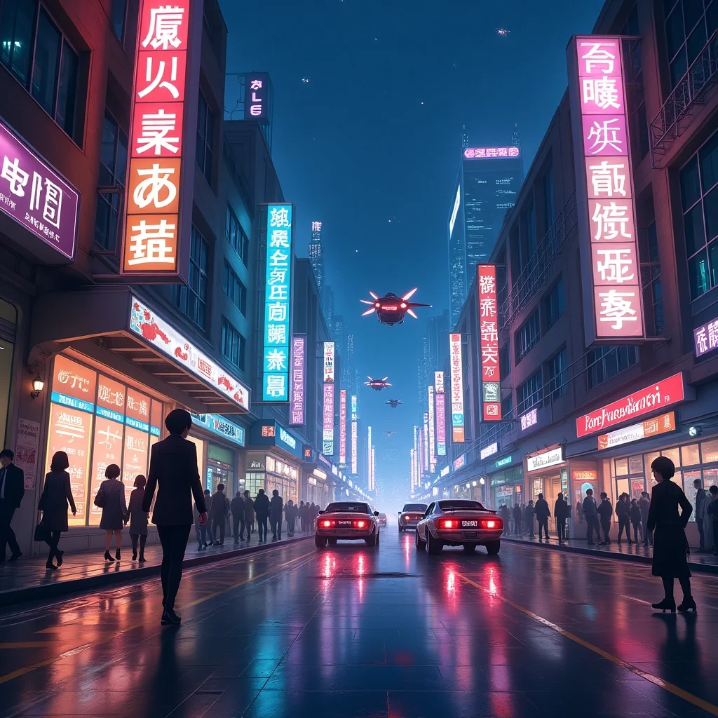 Sueños de Neón: Paisaje Urbano Futurista de Anime
