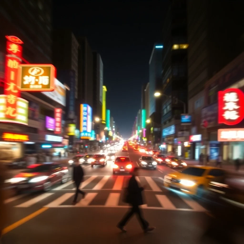 Luces de la ciudad en movimiento: exposición larga borrosa