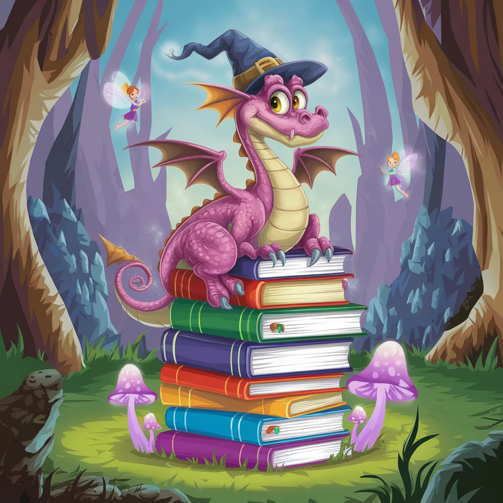 Dragón caprichoso en un bosque mágico
