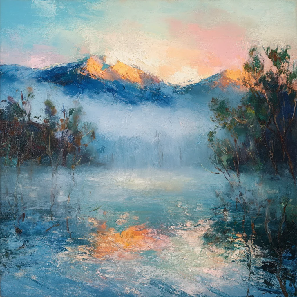 Amanecer impresionista junto al lago