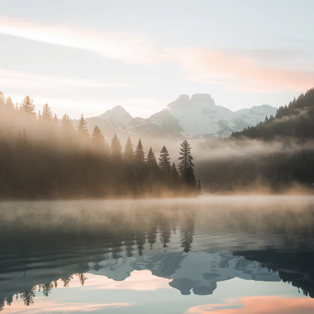 Paisaje Sereno de Lago al Amanecer