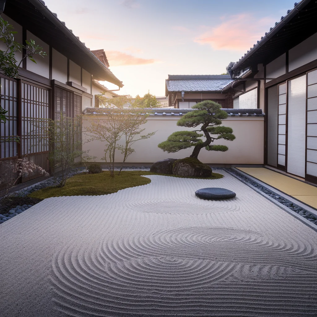 Jardín Zen Minimalista al Amanecer