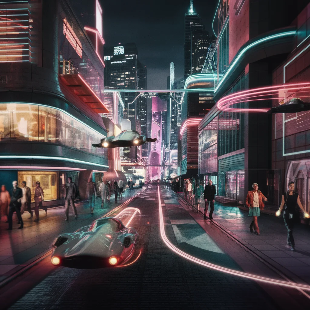 Noches de Neón: Ciudad de Resplandor Retro-Futurista