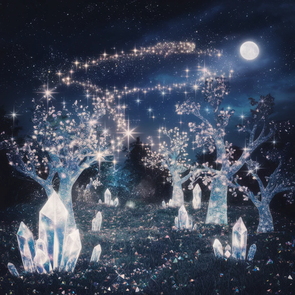 Bosque de Cristal Encantado de Noche