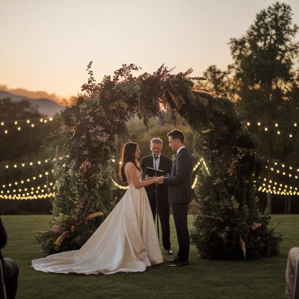 Votos al Atardecer: Una Ceremonia de Boda al Aire Libre