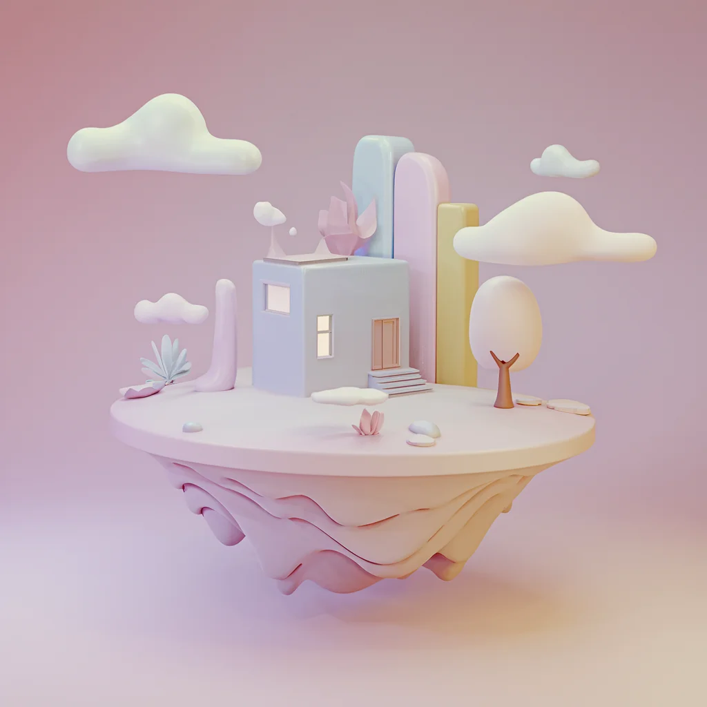 Isla Flotante Mínima 3D Soñadora
