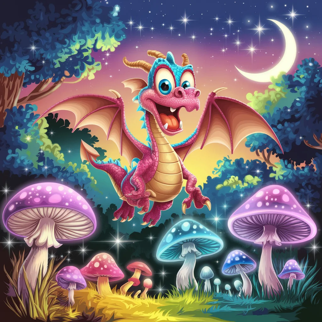 Dragón caprichoso en un bosque mágico