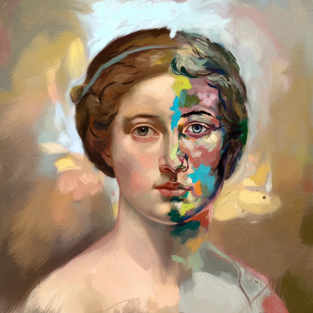 Retrato surrealista sobrepintado