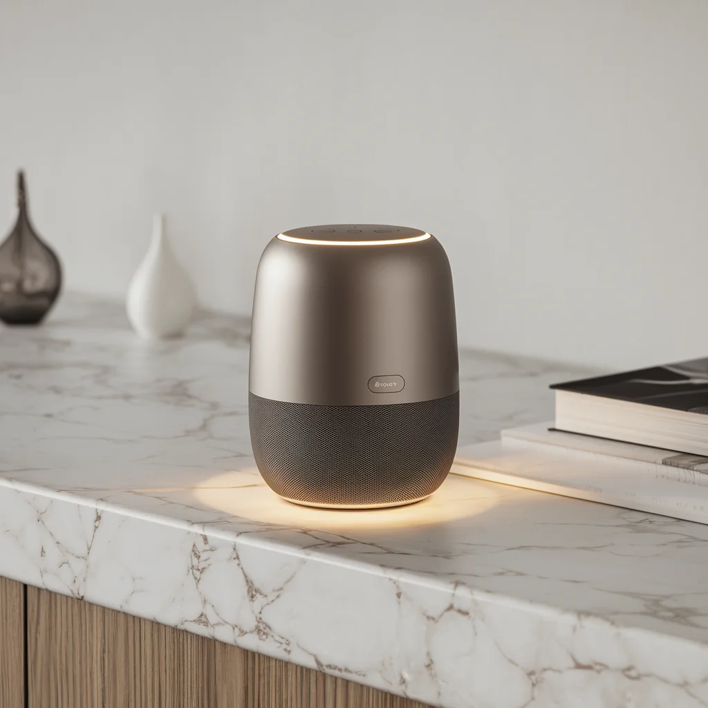Altavoz Bluetooth de lujo sobre encimera de mármol