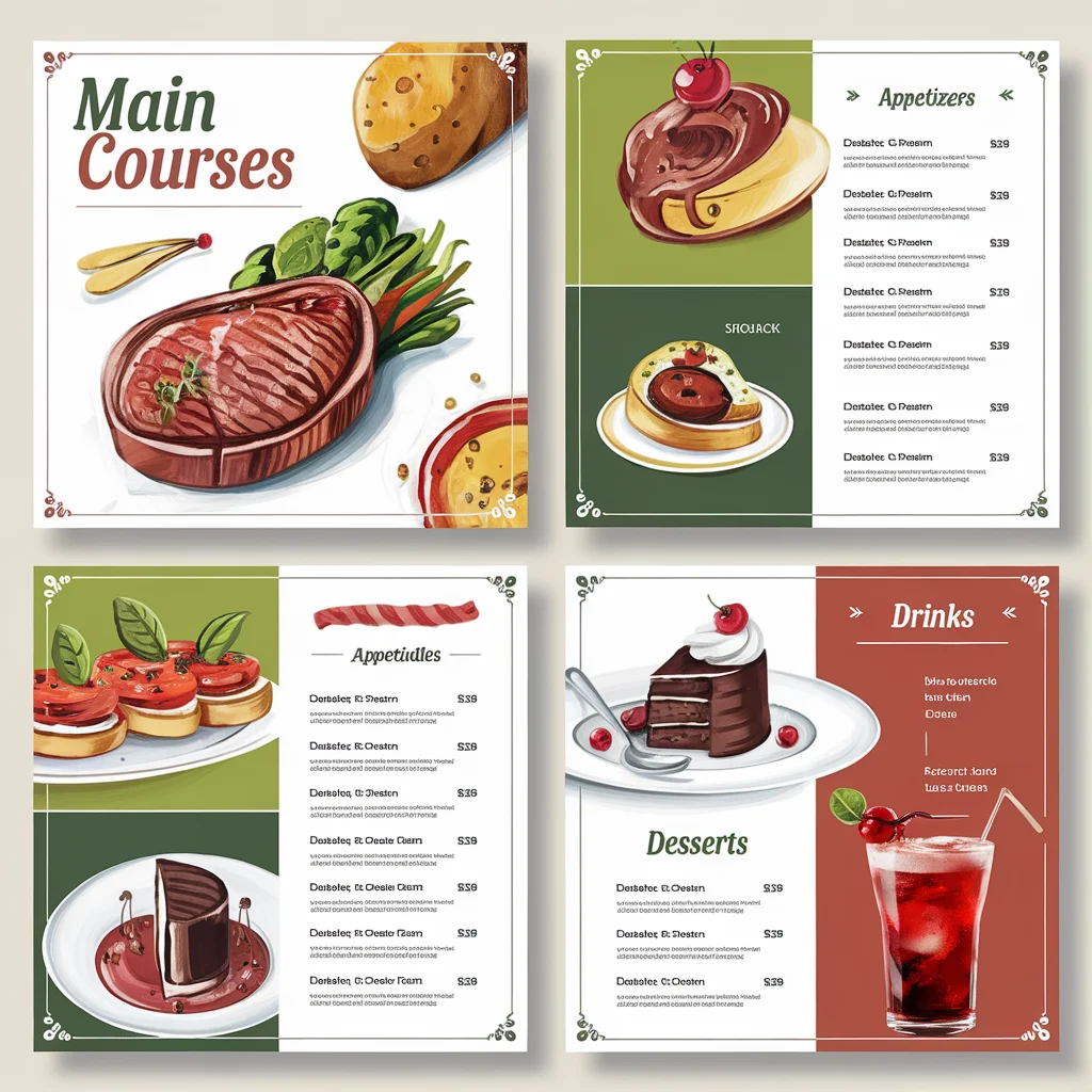 Diseño Moderno de Menú de Restaurante Gourmet
