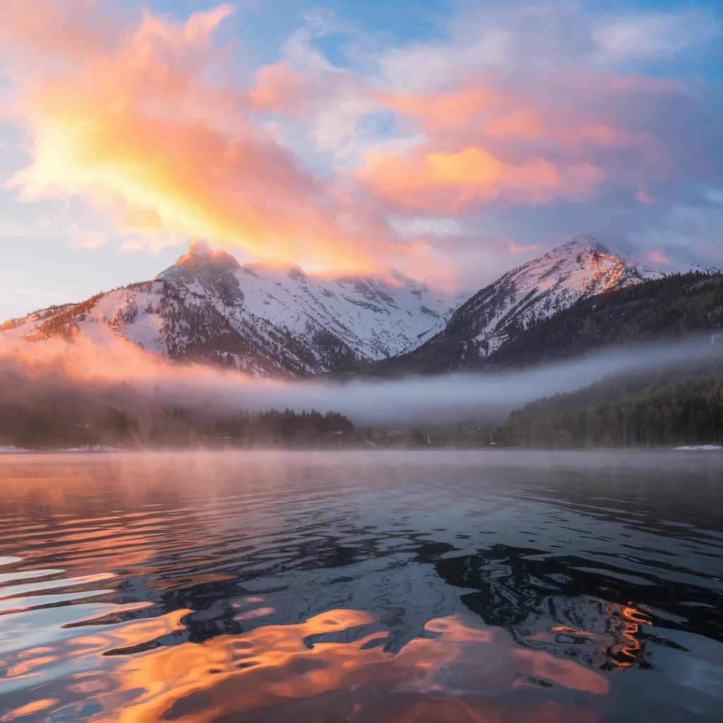 Armonía al Amanecer: Paisaje de Montañas Cálidas y Frías