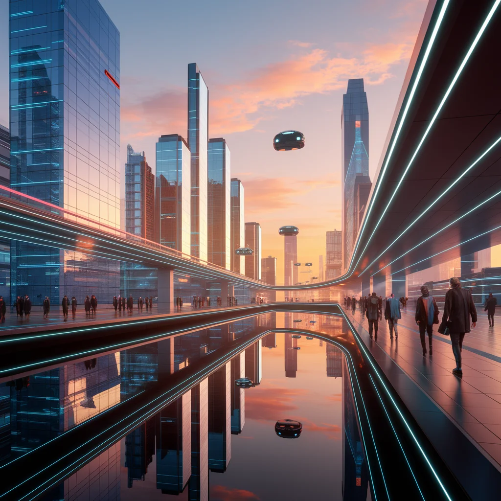 Amanecer sobre la ciudad futurista