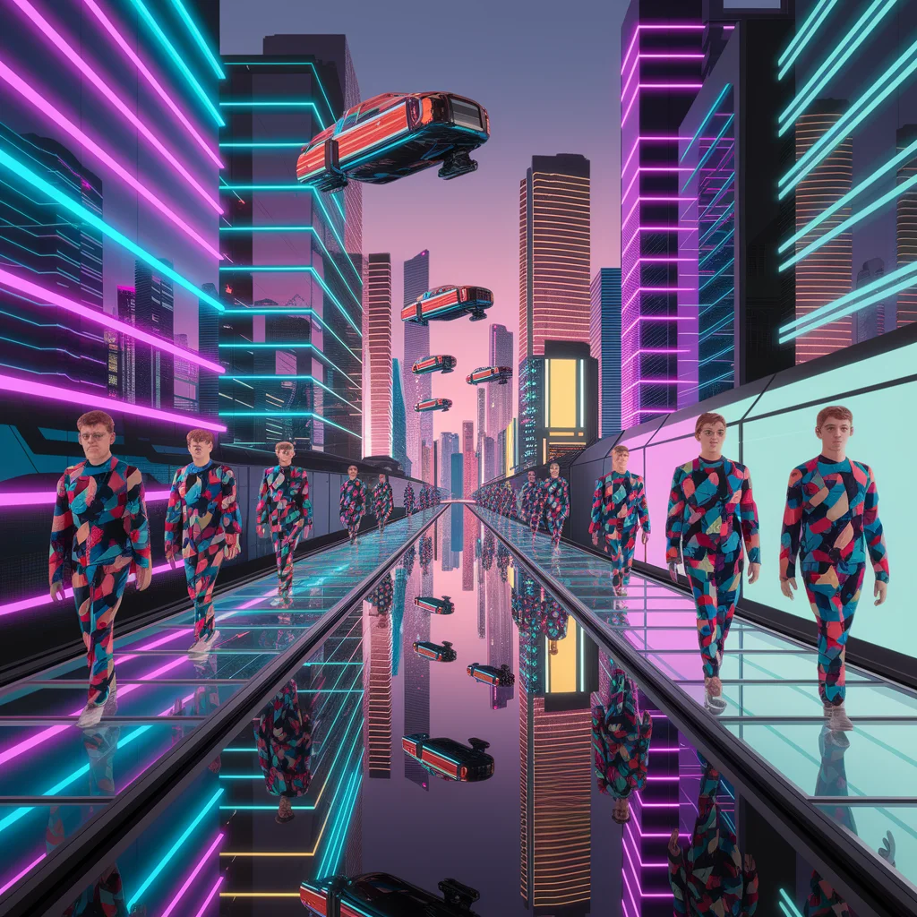 Anochecer Neón en la Metrópolis Futurista