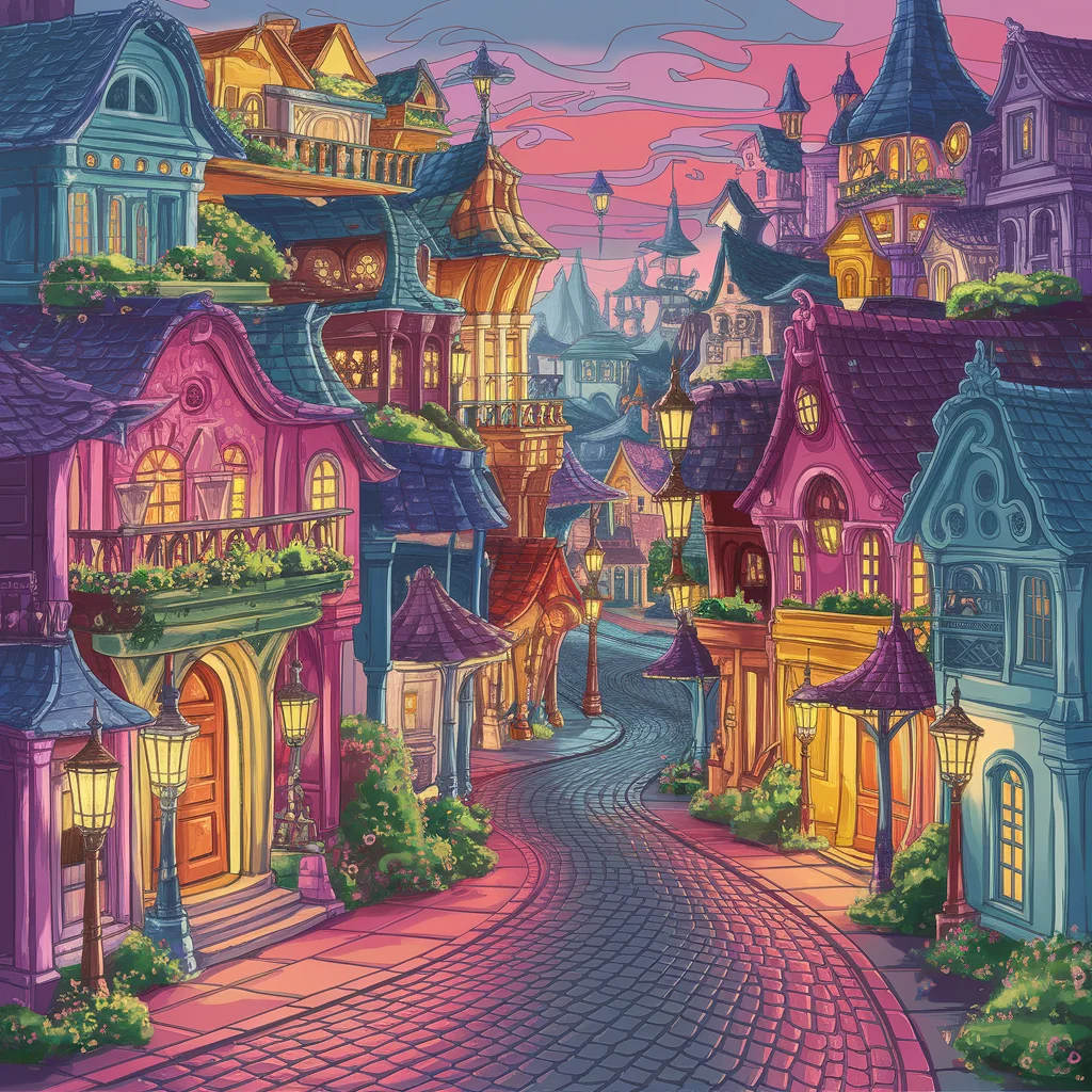 Paisaje Urbano Fantástico al Atardecer