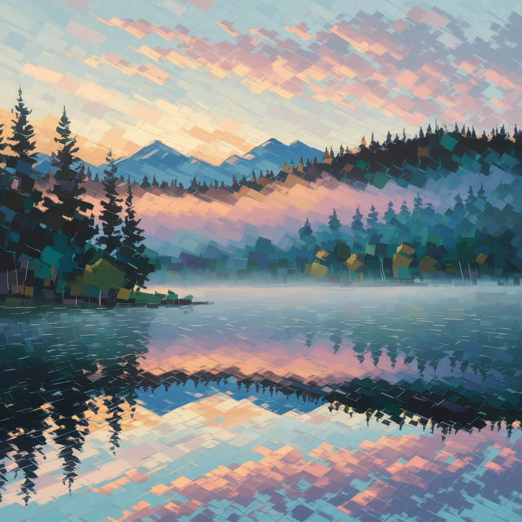 Amanecer brumoso junto al lago: Una vista impresionista