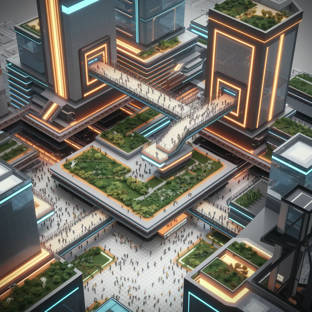 Paisaje Urbano Isométrico Futurista