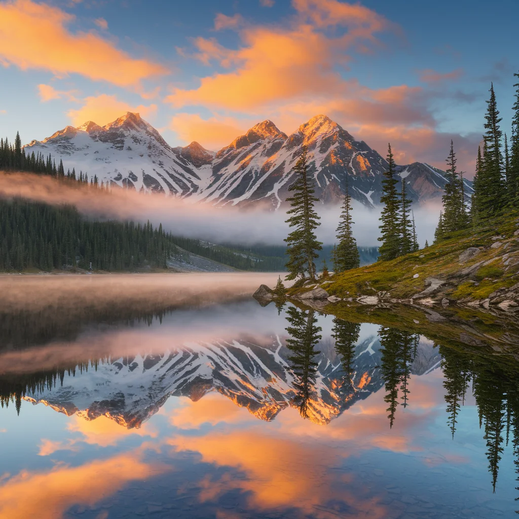 Paisaje Montañoso Tranquilo al Amanecer