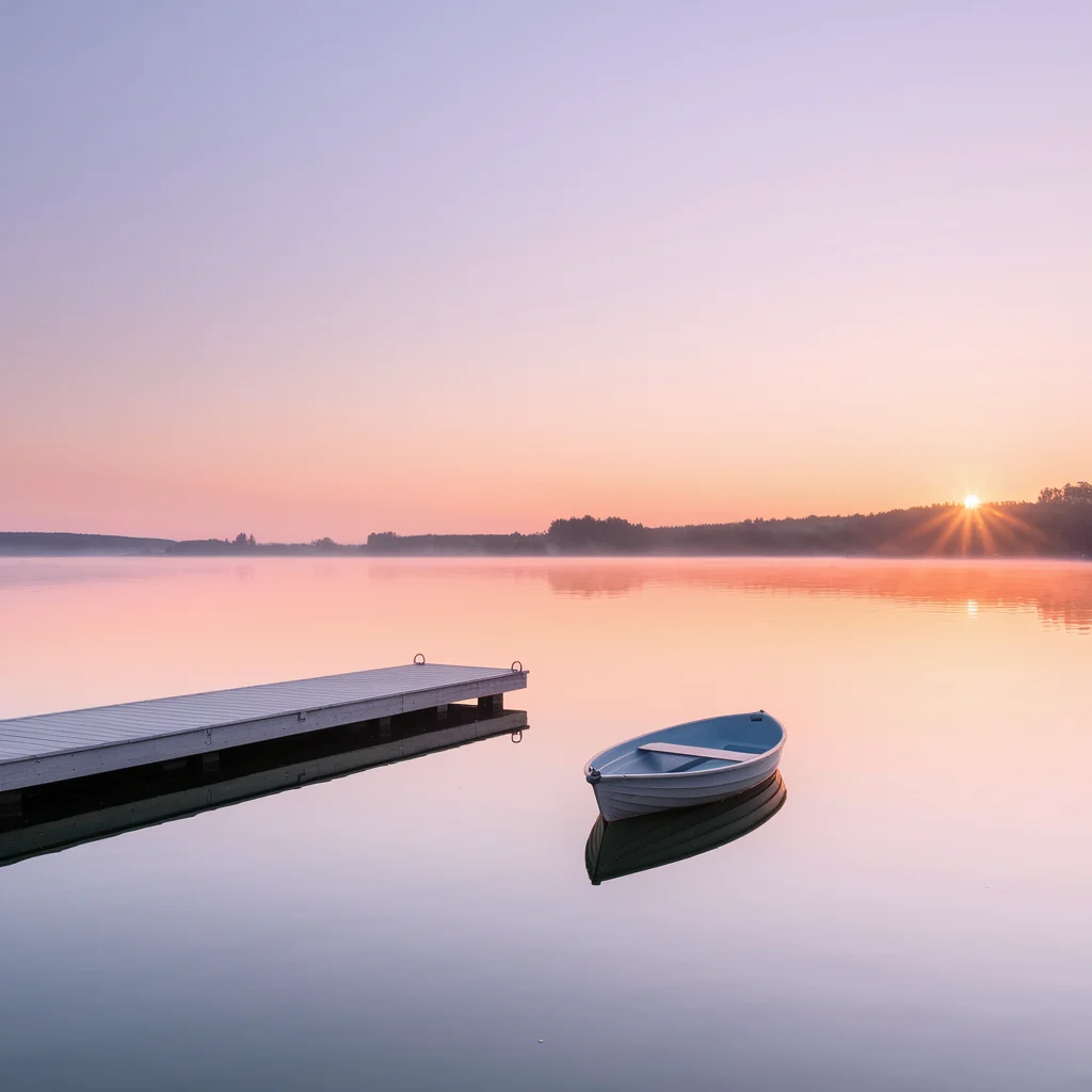 Amanecer minimalista junto al lago