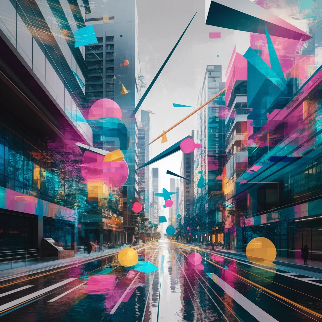 Paisaje Urbano Surrealista Sobrepintado