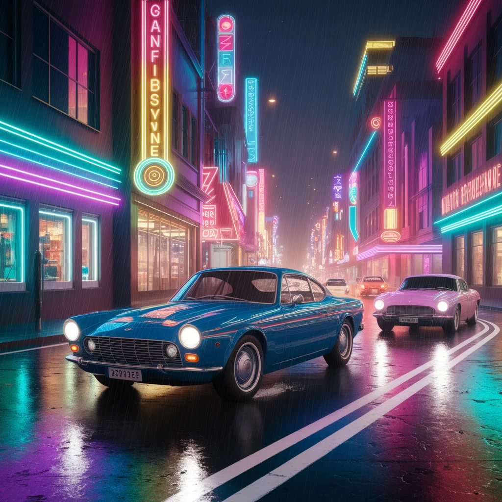 Sueños de neón: Ciudad retro-luminosa