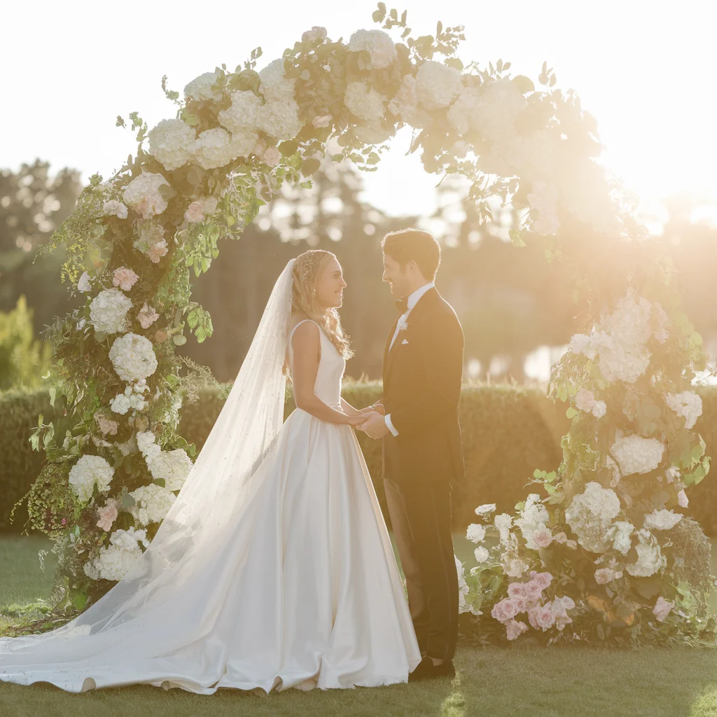Votos de boda al atardecer