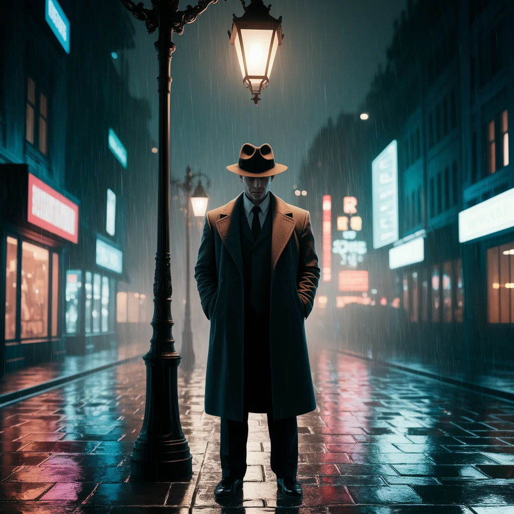 Detective Noir Neón bajo la Lluvia