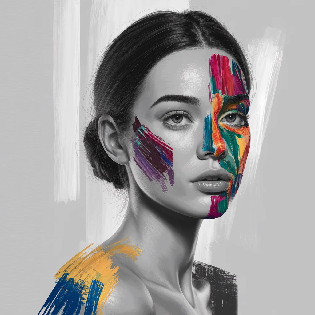 Retrato surrealista sobrepintado