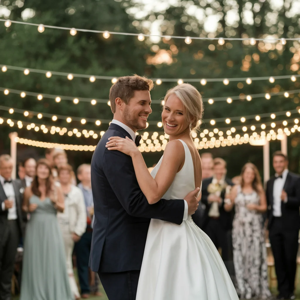 Baile de boda al atardecer