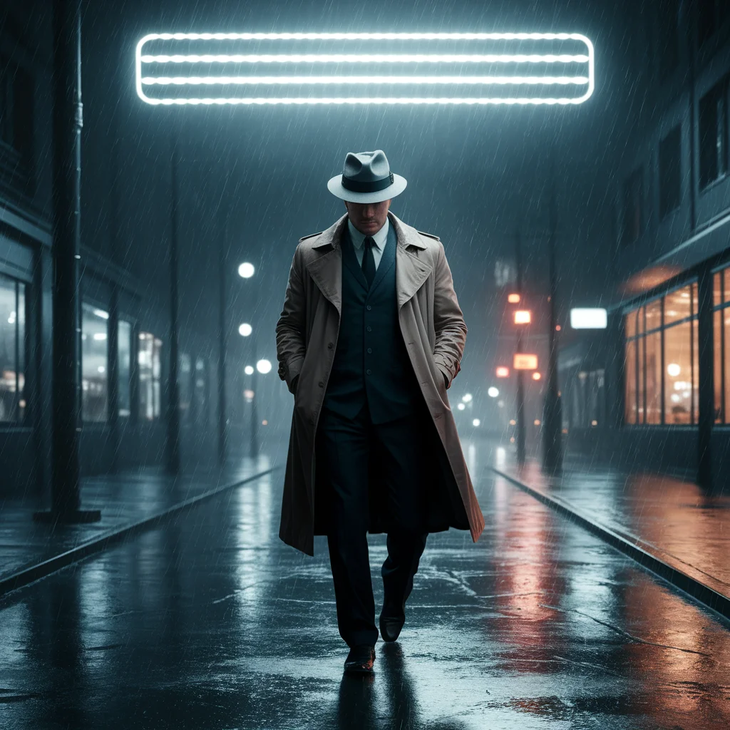 Detective Noir en Noche Lluviosa