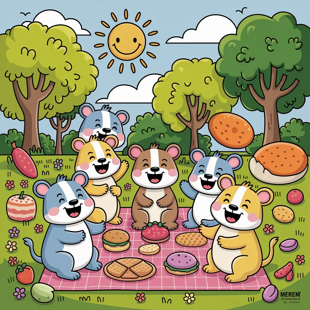 Fiesta de Picnic de Animales Juguetones
