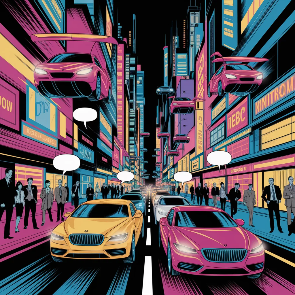 Ciudad Futurista de Neón estilo Cómic