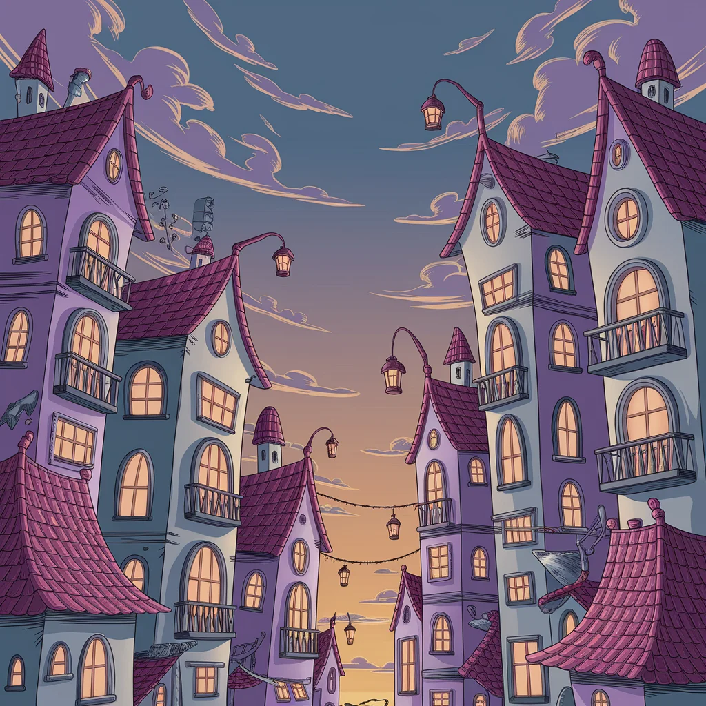 Paisaje Urbano de Cuento al Atardecer