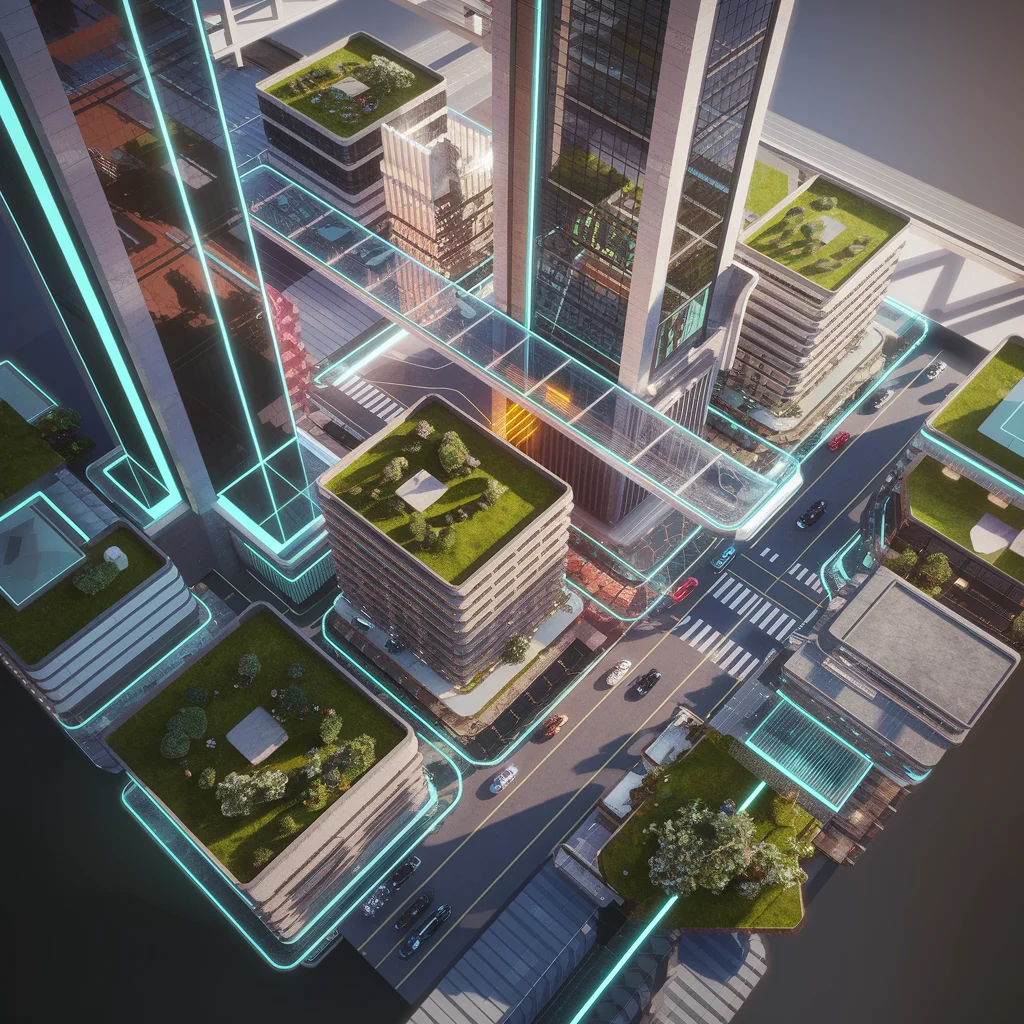 Futuro Neón: Paisaje Urbano Isométrico