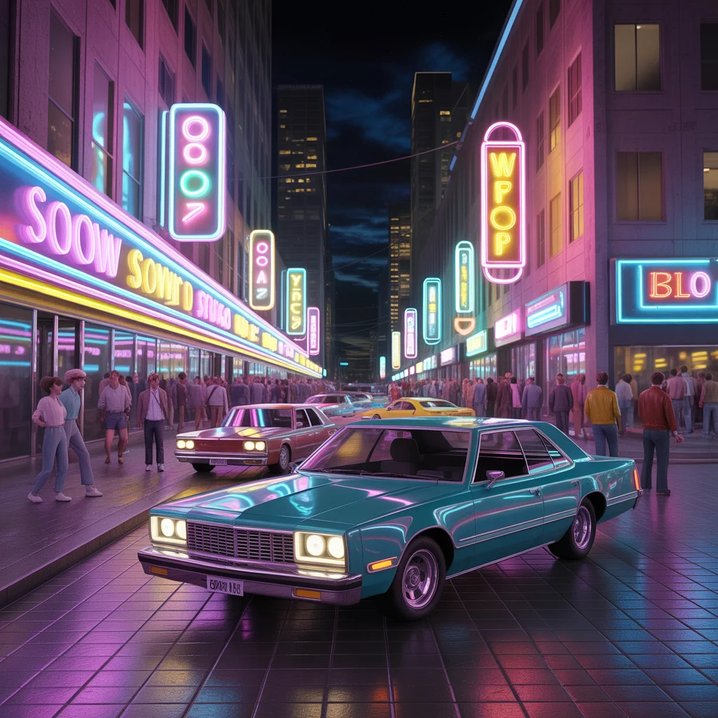 Noches Neón: Brillo Retro en la Ciudad