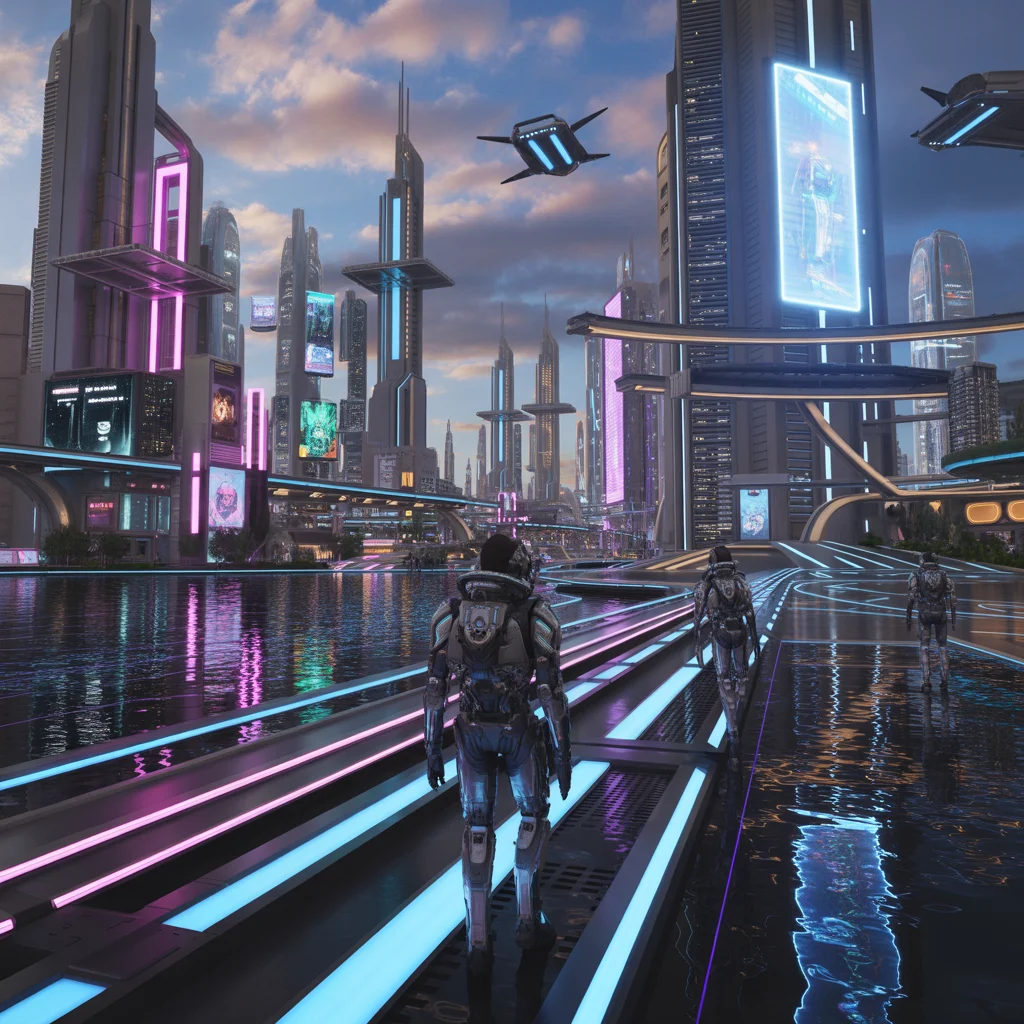 Anochecer Neón: Paisaje Urbano Futurista