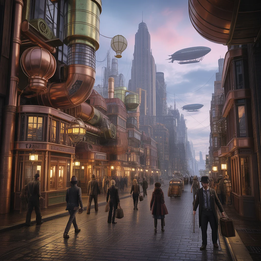 Ciudad Steampunk al Atardecer