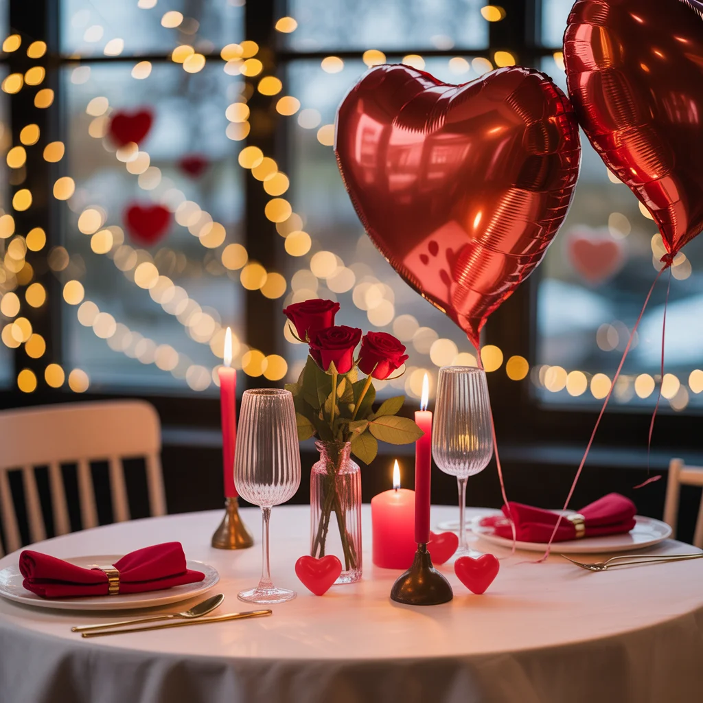 Mesa romántica para la cena de San Valentín